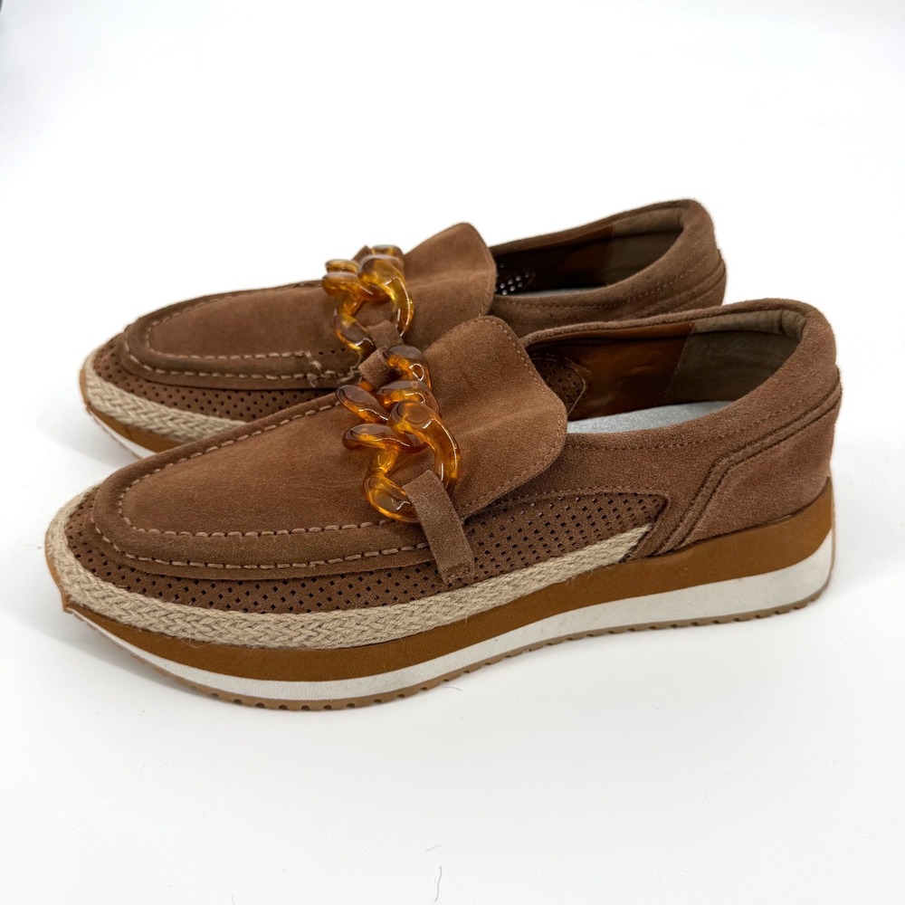 Dolce Vita Women 10 Jadah Loafers Suede Platform Chain Espadrille Sporty Chunky